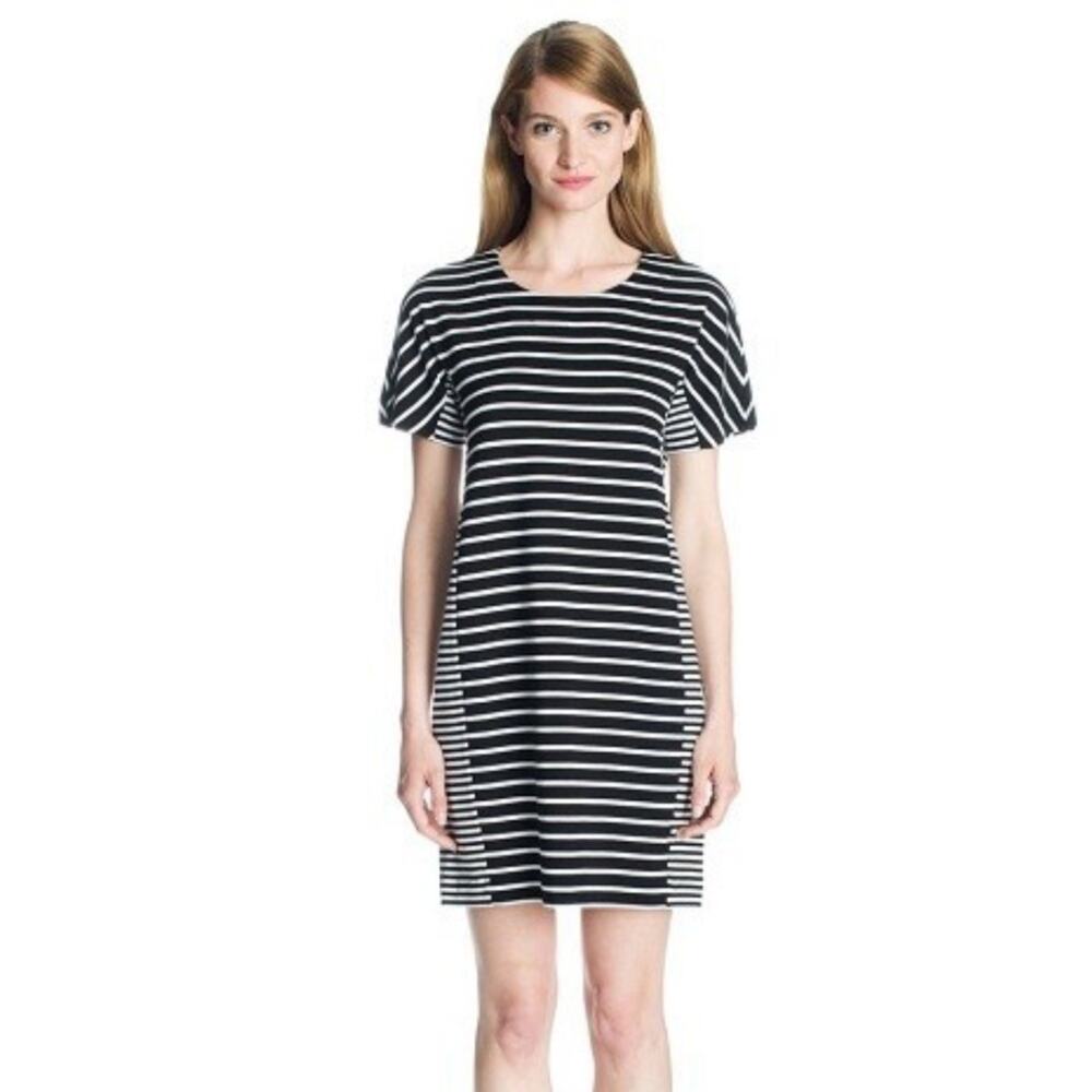 Marimekko Ebbi Tunic Dress Knit Black White Striped Size S
